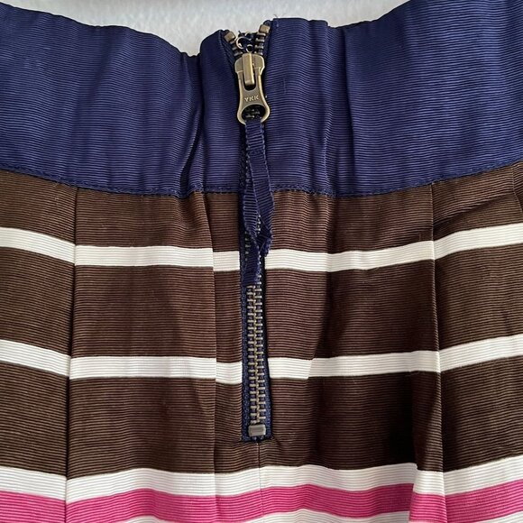 Maeve Anthropologie Ellery Striped Tiered Mini Skirt Pleated Pink Navy Sz 0 NWT - Picture 6 of 9